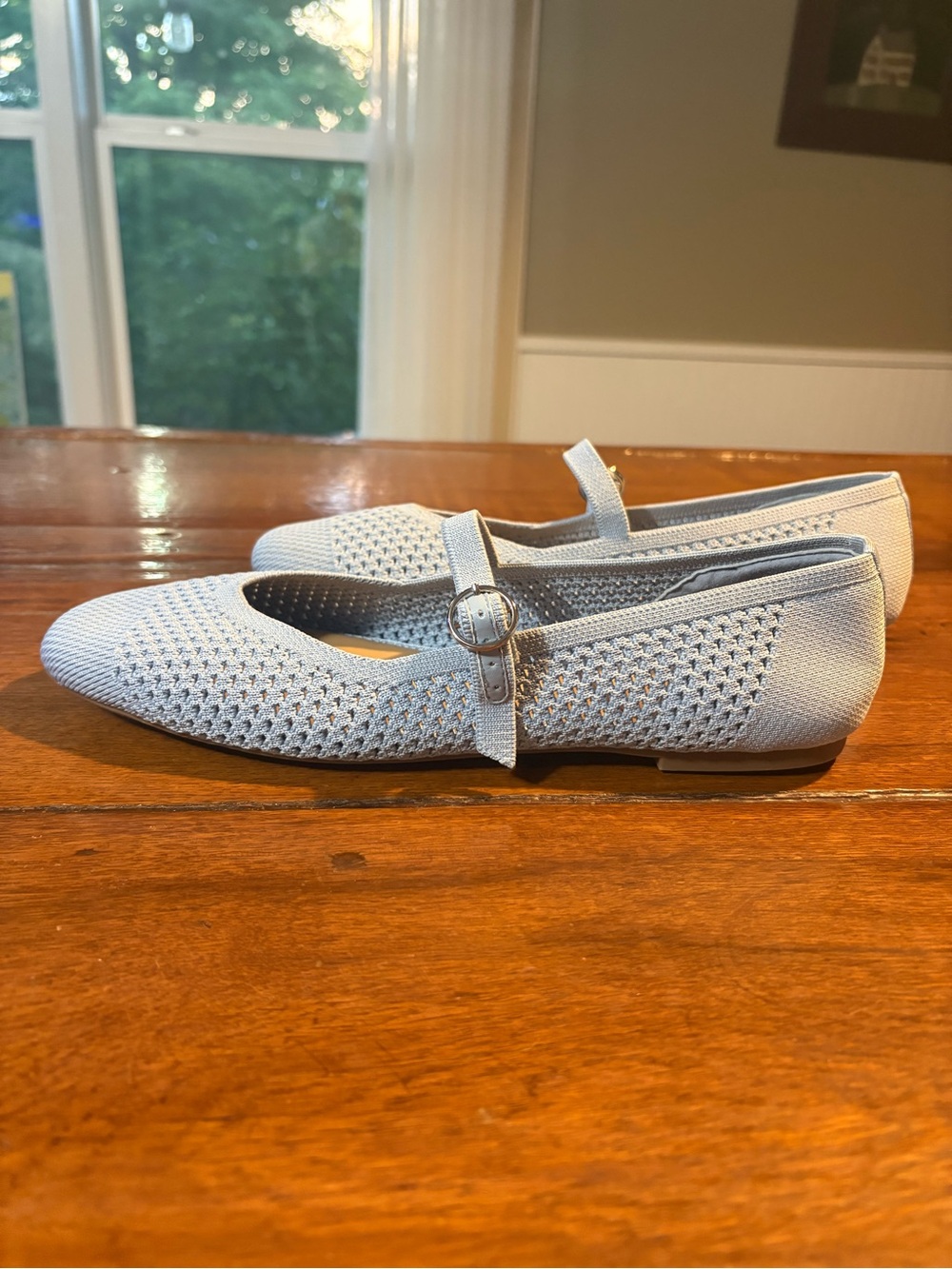 Kelly & Katie Light Blue Mary Jane Knit Flats